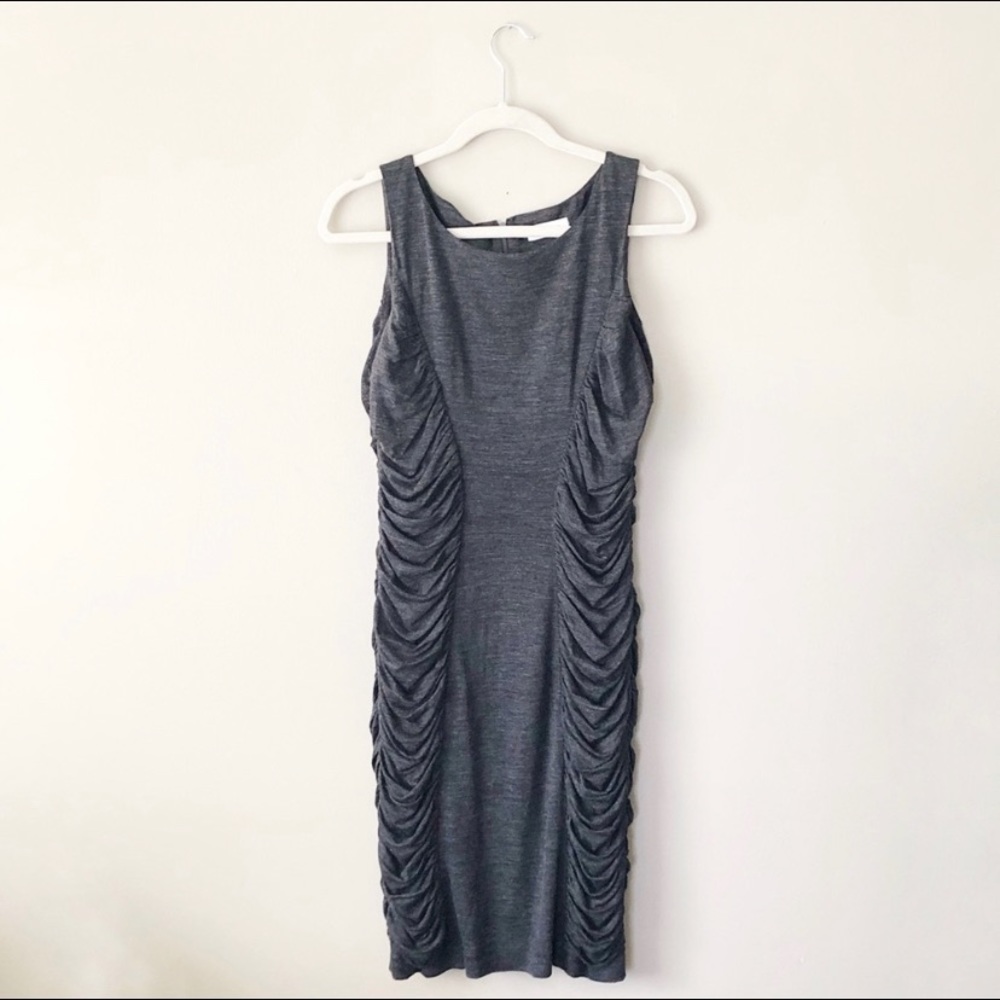 Calvin Klein Wool Blend Ruched Bodycon Dress